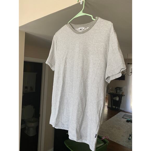 Calvin Klein mens grey/white striped "liquid touch" tee, size Medium - Picture 3 of 7